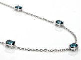 Teal Lab Created Spinel Rhodium Over Sterling Silver Necklace 8.50ctw