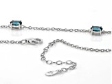 Teal Lab Created Spinel Rhodium Over Sterling Silver Necklace 8.50ctw