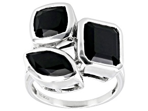 Black Spinel Rhodium Over Sterling Silver Ring 8.69ctw