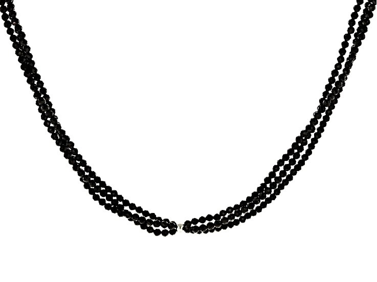【BLACKPURPLE】23FW★ Verso Necklace Black spinel rhodium over sterling silver station necklace