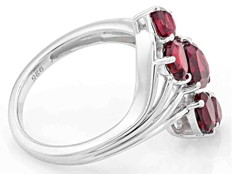 Red Garnet Rhodium Over Sterling Silver Ring 2.50ctw