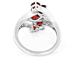 thumbnail image 2 of Genuine Garnet Ring In .925 Sterling Silver With Rhodium Plating 5 Stone Red Ring Natural Round Shaped Garnets 3 75 Carat January Birthstone Ring Jewelry Gift 2 of 13