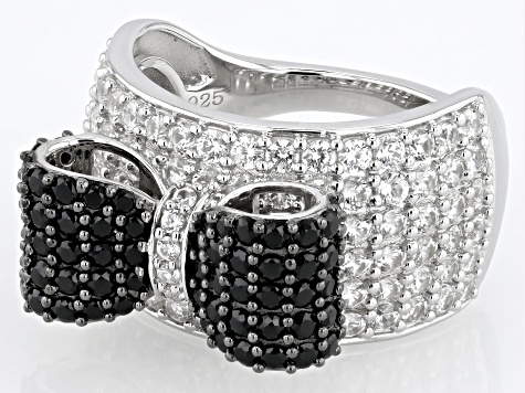 Black Spinel Rhodium Over Sterling Silver Ring 4.02ctw