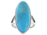 Blue Kingman Turquoise Rhodium Over Sterling Silver Ring - JSM547 | JTV
