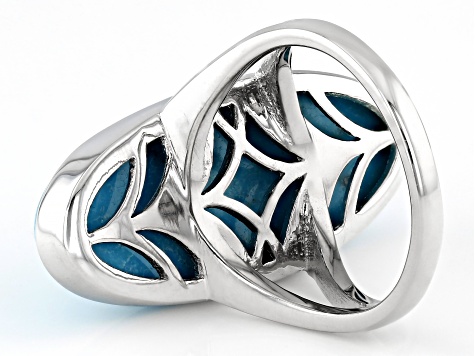 Blue Kingman Turquoise Rhodium Over Sterling Silver Ring - JSM547 | JTV