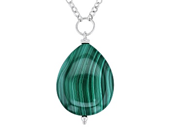 Picture of Green Malachite Rhodium Over Sterling Silver Necklace