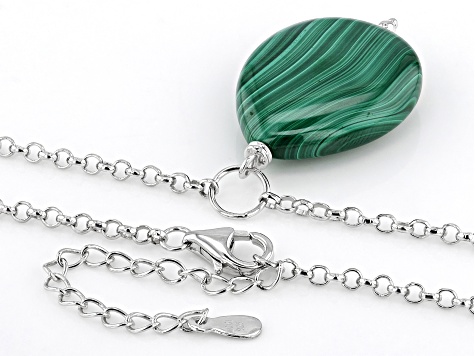 Green Malachite Rhodium Over Sterling Silver Necklace Green Malachite Rhodium Over Sterling Silver Necklace