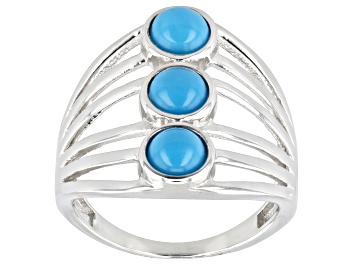Picture of Blue Sleeping Beauty Turquoise Rhodium Over Sterling Silver Ring