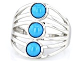 Blue Sleeping Beauty Turquoise Rhodium Over Sterling Silver Ring