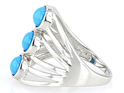 Blue Sleeping Beauty Turquoise Rhodium Over Sterling Silver Ring