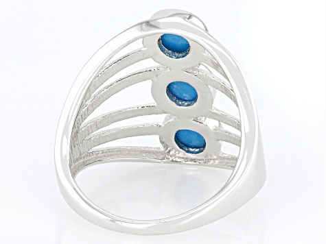 Blue Sleeping Beauty Turquoise Rhodium Over Sterling Silver Ring