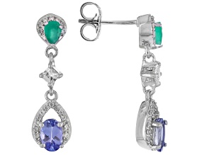 Blue Tanzanite Rhodium Over Sterling Silver Earrings 1.63ctw