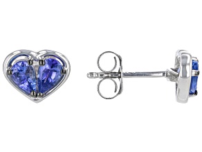 Blue Tanzanite Rhodium Over Sterling Silver Heart Earrings 0.72ctw