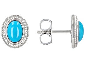 Sleeping Beauty Turquoise Rhodium Over Sterling Silver Stud Earrings
