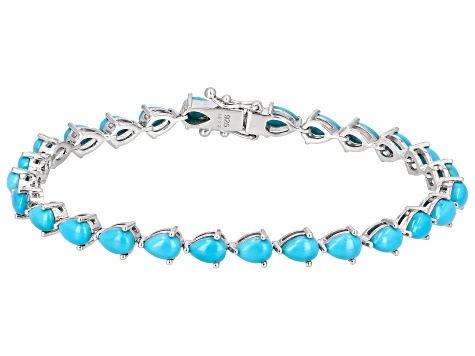 Sleeping Beauty Turquoise Rhodium Over Sterling Silver Tennis Bracelet