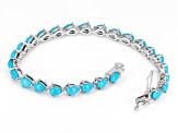 Sleeping Beauty Turquoise Rhodium Over Sterling Silver Tennis Bracelet