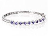 Blue Tanzanite Platinum Over Sterling Silver Bangle 2.43ctw