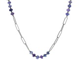 Blue Tanzanite Rhodium Over Sterling Silver Station Necklace