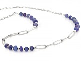 Blue Tanzanite Rhodium Over Sterling Silver Station Necklace