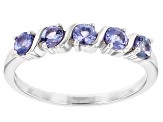 Blue Tanzanite Rhodium Over Sterling Silver Ring 0.57ctw