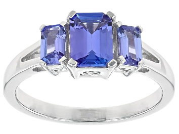 Picture of Blue Tanzanite Rhodium Over Sterling Silver Ring 1.35ctw