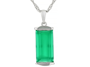 Green Onyx Rhodium Over Sterling Silver Pendant with Chain