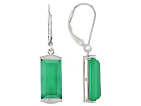 Green Onyx Rhodium Over Sterling Silver Earrings