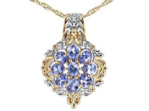 Blue Tanzanite Rhodium And 18k Yellow Gold Over Sterling Silver Pendant with Chain 1.36ctw