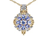 Blue Tanzanite Rhodium And 18k Yellow Gold Over Sterling Silver Pendant with Chain 1.36ctw