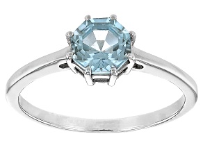 Ferris Wheel Cut Sky Blue Topaz Rhodium Over Sterling Silver Solitaire Ring 1.12ct
