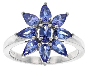 Blue Tanzanite Platinum Over Sterling Silver Ring 1.55ctw