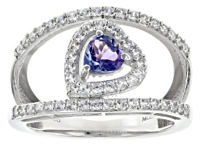 Blue Tanzanite Rhodium Over Sterling Silver Ring 1.16ctw