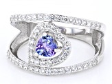 Blue Tanzanite Rhodium Over Sterling Silver Ring 1.16ctw