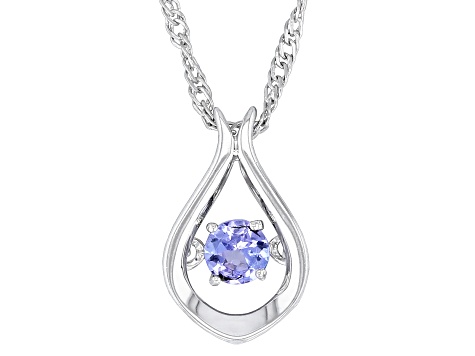 Blue Tanzanite Rhodium Over Sterling Silver Pendant with Chain 0.22ct