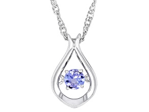 Blue Tanzanite Rhodium Over Sterling Silver Pendant with Chain 0.22ct