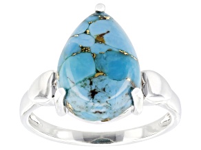 Blue Turquoise Rhodium Over Sterling Silver Ring