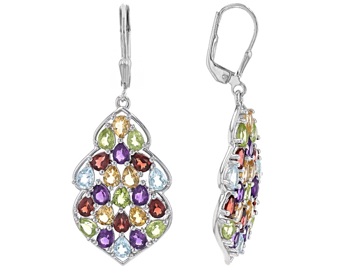 Multi-Stone Rhodium Over Sterling Silver Earrings 6.29ctw