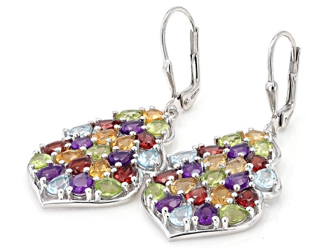 Multi-Stone Rhodium Over Sterling Silver Earrings 6.29ctw