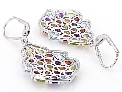 Multi-Stone Rhodium Over Sterling Silver Earrings 6.29ctw