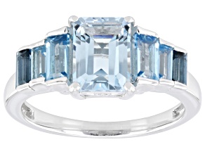 Sky Blue Topaz Rhodium Over Sterling Silver Ring 2.82ctw