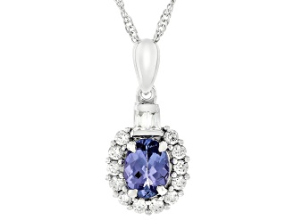 Blue Tanzanite Rhodium Over Sterling Silver Pendant with Chain 1.82ctw