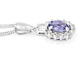 Blue Tanzanite Rhodium Over Sterling Silver Pendant with Chain 1.82ctw