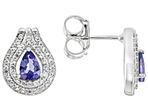 Blue Tanzanite Rhodium Over Sterling Silver Earrings 1.25ctw