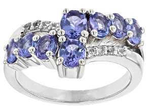 Blue Tanzanite Rhodium Over Sterling Silver Ring 1.56ctw