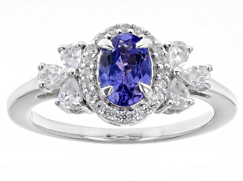 Picture of Blue Tanzanite Rhodium Over Sterling Silver Ring 1.25ctw