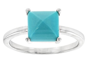 Blue Sleeping Beauty Turquoise Rhodium Over Sterling Silver Ring