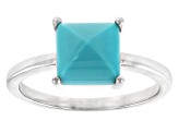 Blue Sleeping Beauty Turquoise Rhodium Over Sterling Silver Ring