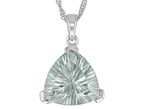 Green Prasiolite Rhodium Over Sterling Silver Pendant with Chain 7.65ctw