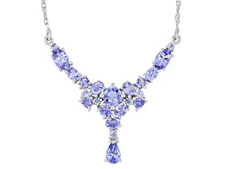 Blue Tanzanite Platinum Over Sterling Silver Necklace 3.46ctw