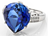 Blue Lab Created Sapphire Platinum Over Sterling Silver Ring 10.89ctw